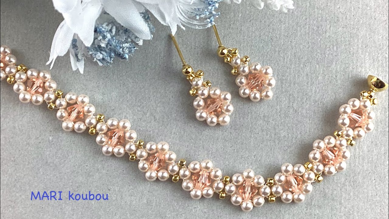 Браслет и серьги〜Жемчуг 3 мм.