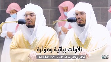 تلاوات بياتية مؤثرة للشيخ ياسر الدوسري | سور إبراهيم والعلق والقدر ونوح | فجر ومغرب 21-1-1443هـ ..