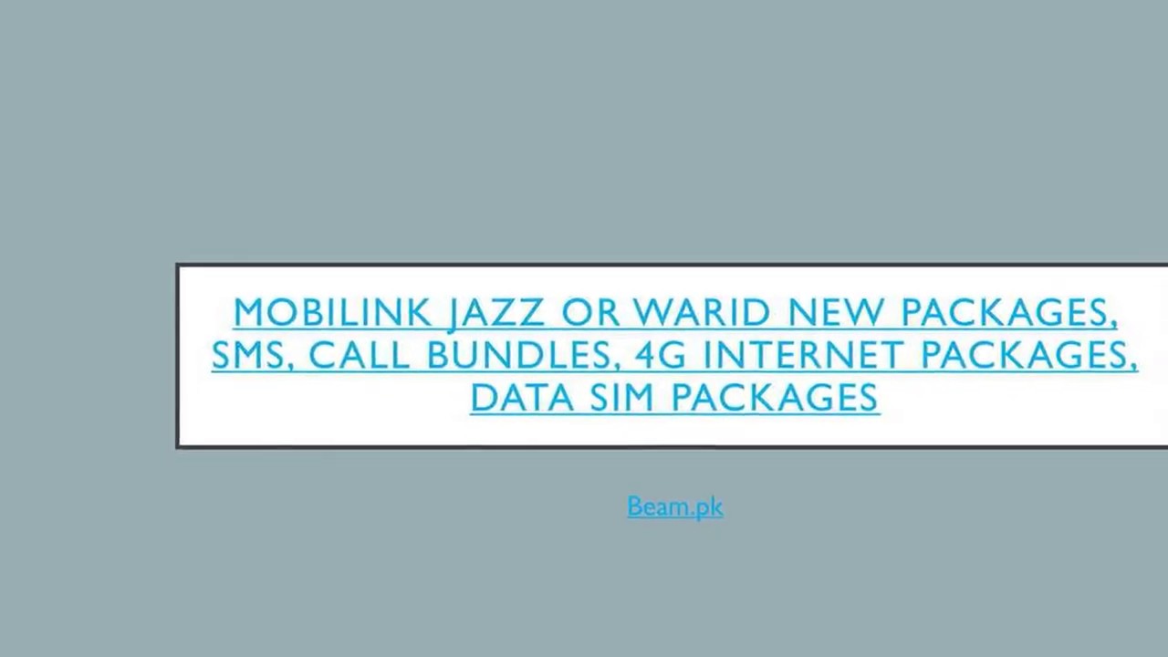 Mobilink Jazz or Warid new Packages, SMS, Call Bundles, 4G