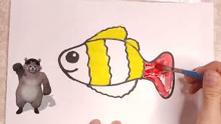 How to draw Fish for kids   Bolalar uchun Baliq rasmini chizish   Как нарисовать Рыба для детей