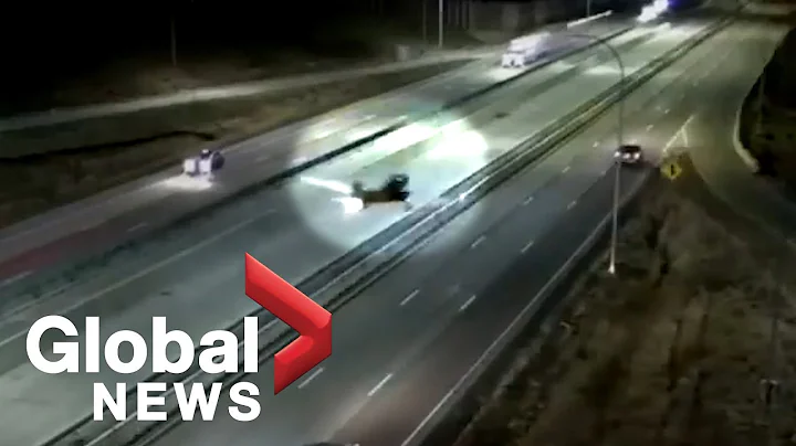 Small plane hits SUV in dramatic video of highway emergency landing