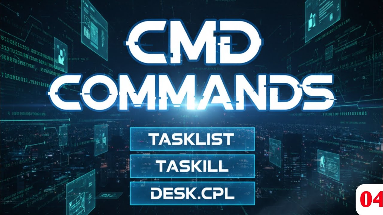 #4 How to Use CMD Cammands desk.Cpl, taskkill,tasklist,mstsc,clips ...