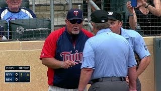 NYY@MIN: Gardenhire ejected arguing for balk call