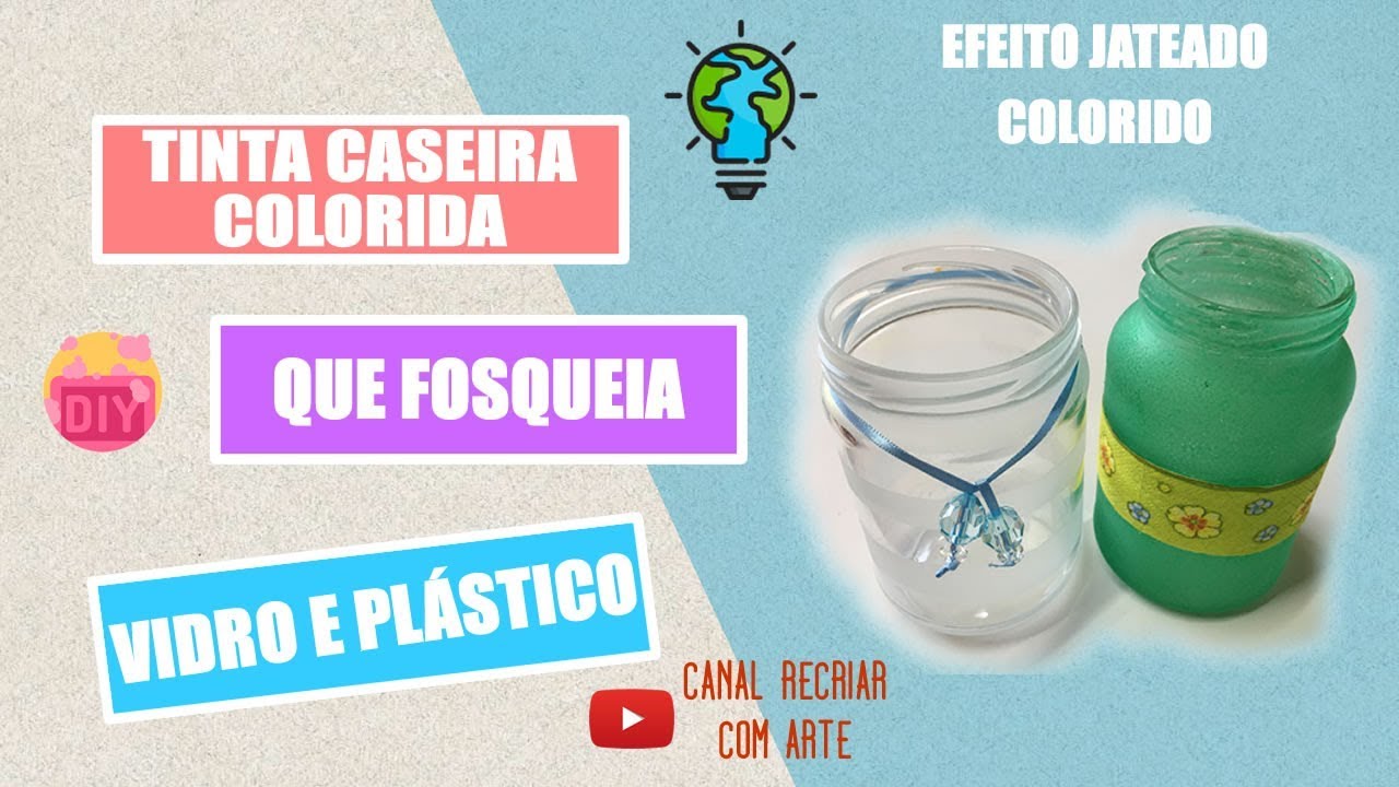Tinta Caseira que fosqueia vidro e plástico - Efeito Jateado Colorido