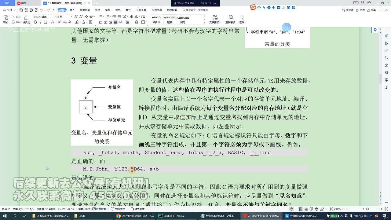 016  2 1 数据类型 常量 变量整型 浮点 字符