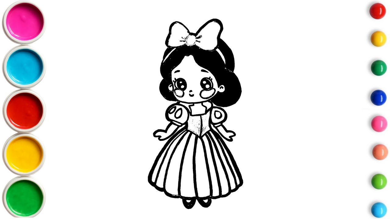 How to Draw the Beautiful Snow White  ❄️|  Easy Beautiful Princess Snow White Drawing
