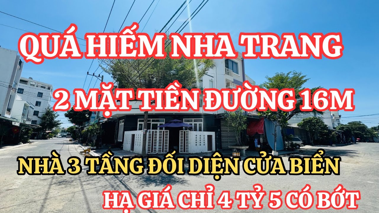 Quá Hiếm tại Nha Trang Nhà để nghỉ dưỡng GÓC 2 mặt tiền đường 16m trực diện cửa Biển Bờ Kè Nha Trang
