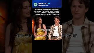 Anne Hathaway exposes Tom Holland's intimate set secret! 📉😱 | #Shorts