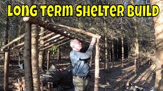 New Build Bushcraft shelter build uk woodland part two