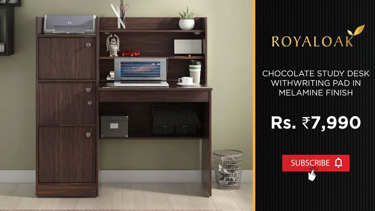 Royaloak | Chocolate Study Desk with Writing Pad in Melamine Finish
