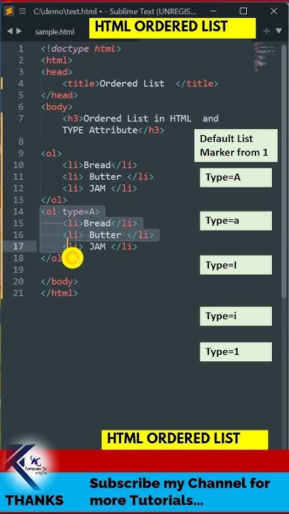 ordered list in html | HTML ordered list coding| type attribute #shorts ...