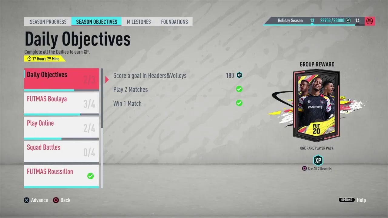 Trying to complete the new futmas card in the objectives