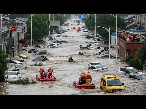 Chaos in China Today! Massive Floods Destroy Homes and Cars in Shangyou County, Jiangxi Province