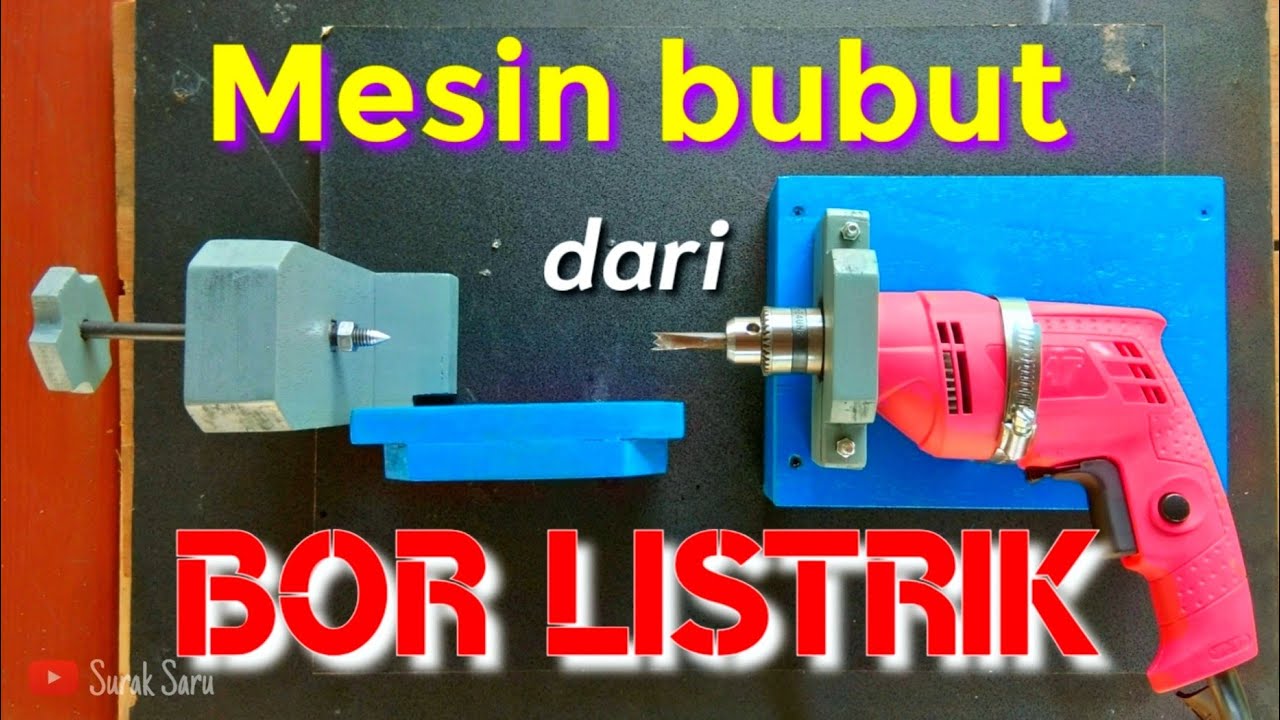  Cara membuat mesin  bubut kayu dari bor listrik YouTube