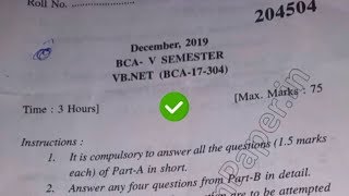 YMCA BCA 5th Sem Visual Basic Dot Net Question Paper