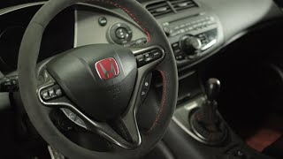 Honda Civic FN2 type R alcantara steering wheel restoration | skunk2 shift knob install