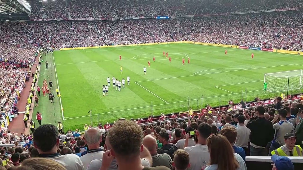 The moment after Bukayo Saka's hattrick. England vs North Macedonia, Old Trafford, 19 June 2023.