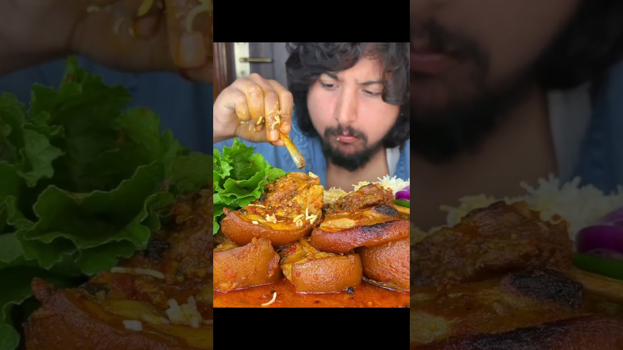 ASMR : Eating Spicy 🥵 Pork Curry, 😋 mustard leaf 🍀 With Rice, || ASMRSHOW || MUKBANG ||