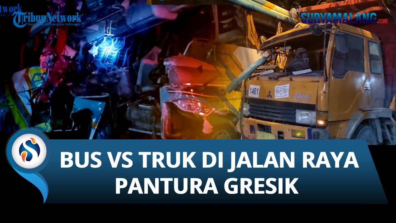 Bus Pariwisata Rombongan Jamaah Wali asal Pasuruan Kecelakaan di Jalan Raya Pantura Gresik