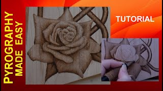 Wood Burning - Simple ROSE - pyrography tutorial