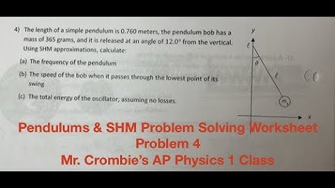 Mr. Crombie’s AP Physics 1 Class: Pendulums & SHM Problem Solving Sheet: Problem 4