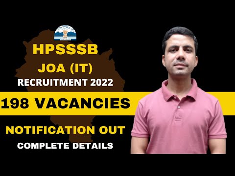 HPSSSB JOA(IT) Recruitment 2022 | Himachal Pradesh Staff Selection Commission Hamirpur 198 Vacancies