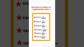 reciprocal relation of trigonometric ratios