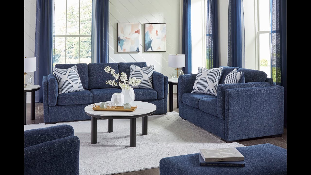 Evansley Navy Loveseat From Ashley Furniture | Coleman Furniture