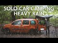 Camping automobile pluie abondante passer une nuit seul en renault kangoo