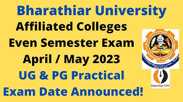 Bharathiar University|Practical Exam April 2023|Date Announced|Affiliated College Even Semester Exam