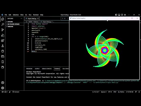 Python turtle animation Colorful Star ✨⭐ Flower 💐 Using Python Turtle animation #shortsbreak #shorts