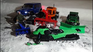 SKEERIDE 2 175 RC SNOWMOBILE 3D PRINTED, 2X SNOW BLOWER RC 6X6 SNOW PLOWING TRX6 ON TRACK ADVENTURE.