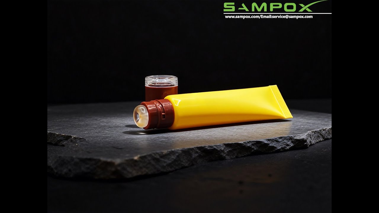 Vibrant Yellow PE Lip Balm Tube with Soft Silicone Applicator 19mm