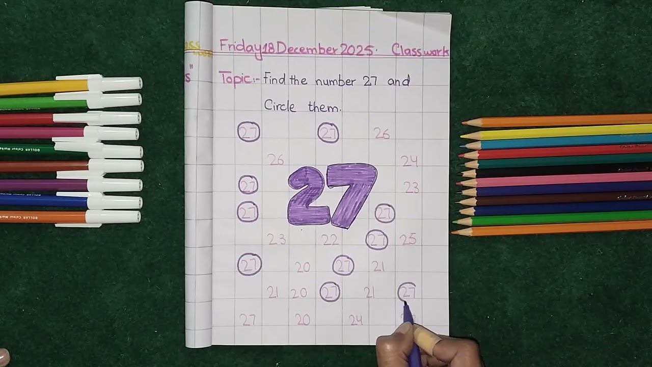 Find the number 27 and circle them. Playgroup and Nursery 