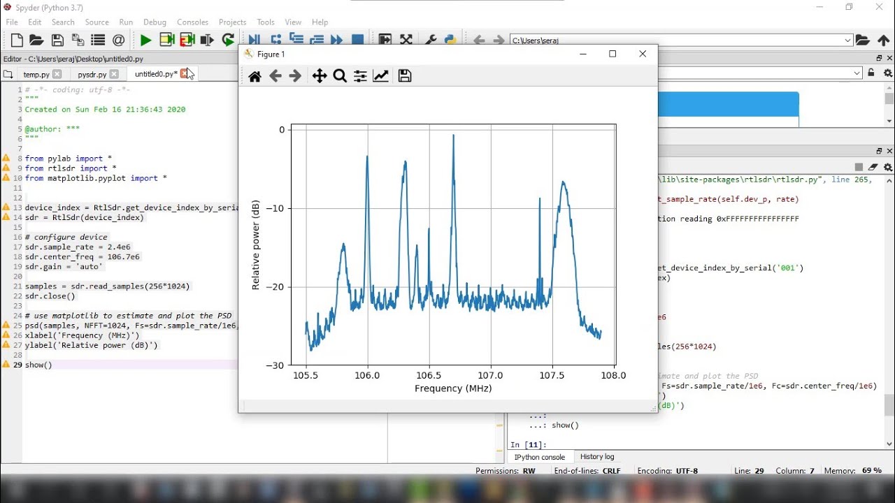 Python interface to RTL-SDR - YouTube