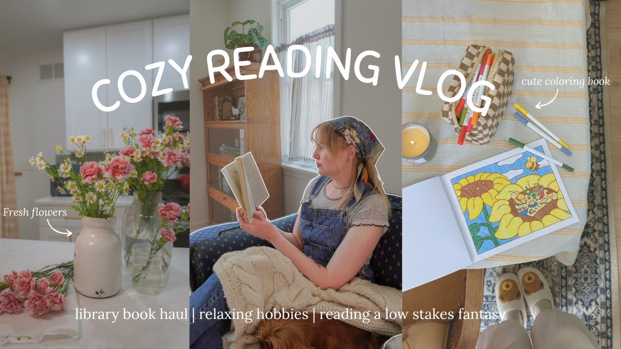COZY READING VLOG | staying in, library book haul and relaxing hobbies 📚☕️