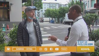 Mayor Wheeler helps cleanup after Pearl District protests