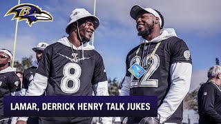 Lamar Jackson Explains His Juke Moves to Derrick Henry | Baltimore Ravens