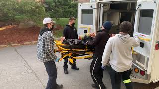 Unloading patient from stretcher