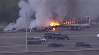 Semi-Truck Fire Blocks Lanes On I-805 South In Mission Valley