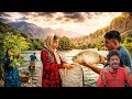 Moslem and his grandmother's journey to riverside. The story of Moslem' fishing deep in mountains