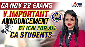 Important Announcement By ICAI For All CA Nov 22 Students | Divya Agarwal