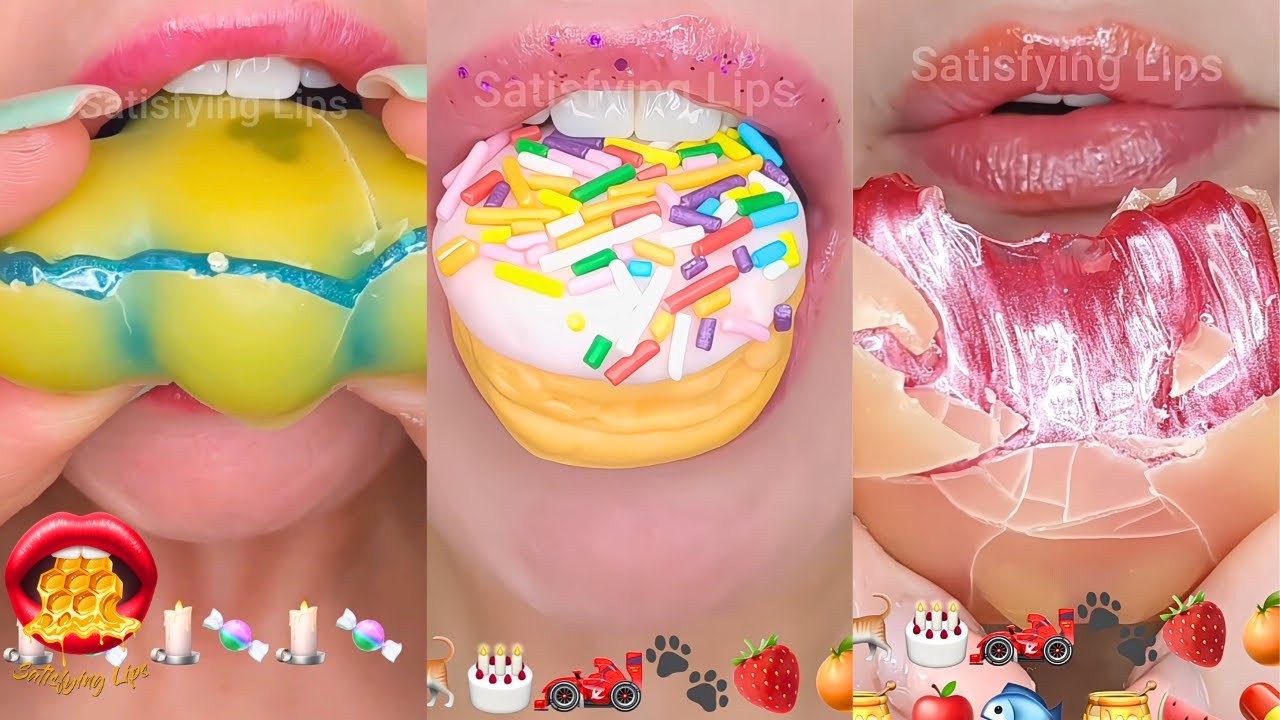 Satisfying ASMR Eating Wax Candy Mochi Fondant