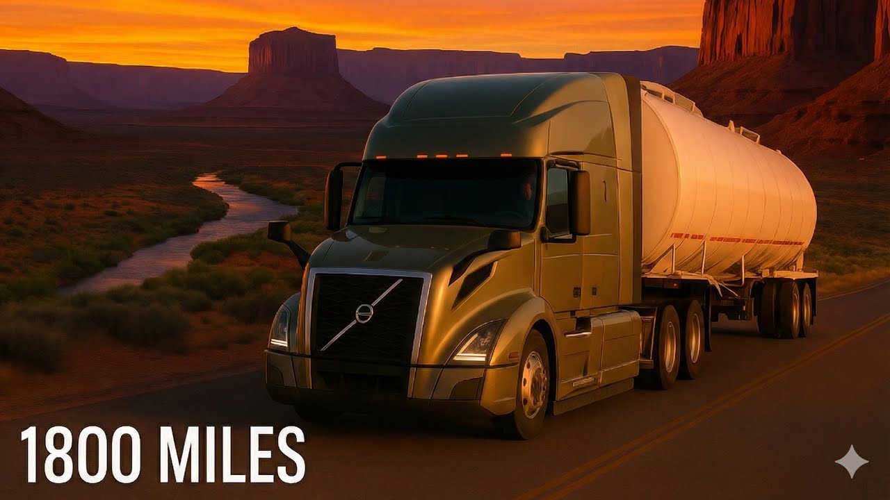 1800 Miles Across USA 🇺🇸 Relaxing Truck Drive (Sunset to Night) | Sleep & Study