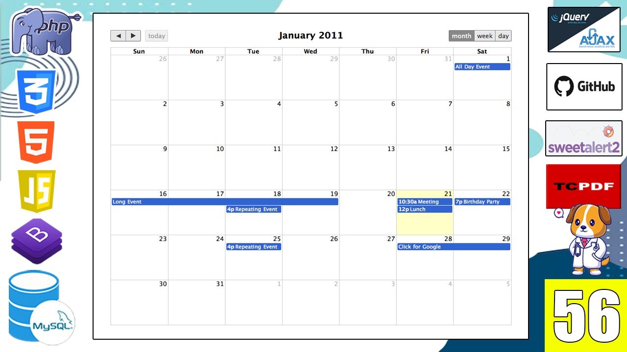 56 Configurar FULLCALENDAR sin morir en el intento en el SISTEMA ...
