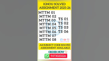 MTTM 1 to 8   solved assignment 2025 in English | ignou all assignments pdf available 2025_26|#mttm