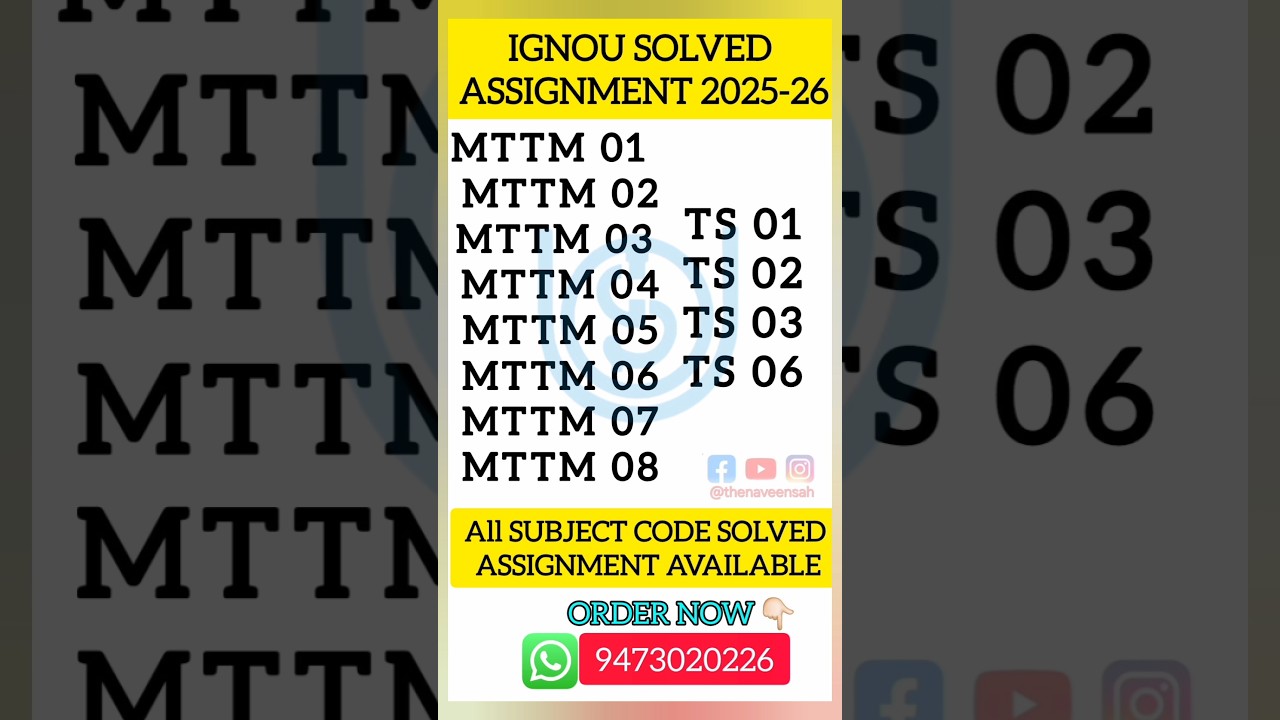 MTTM 1 to 8   solved assignment 2025 in English | ignou all assignments pdf available 2025_26|