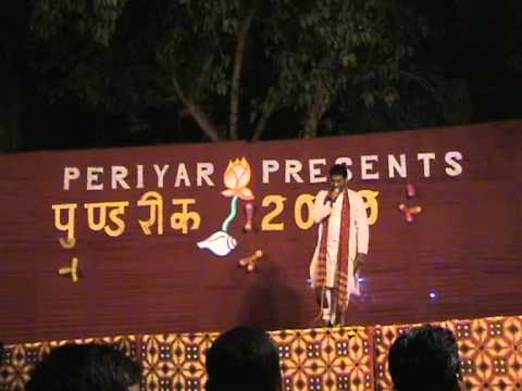 Kumar Ashish compering the cultural show at JNU