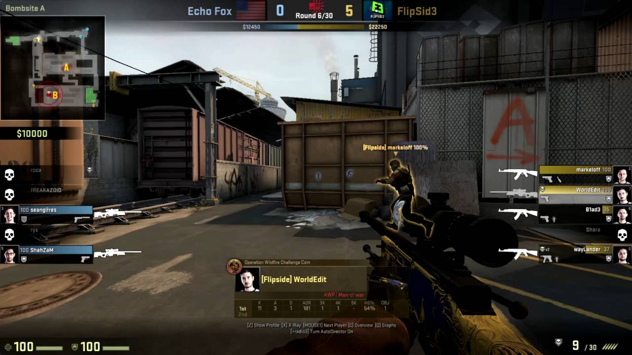 CS:GO POV Demo FlipSid3 WorldEdit ( 37/6) vs Echo Fox (de_train)