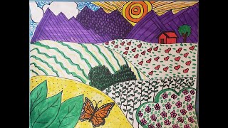 Pattern Landscape drawing for elementary artists